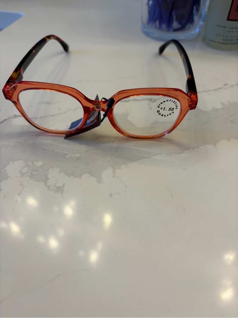 Orange Tortoise Transparent Oval Reading Glasses